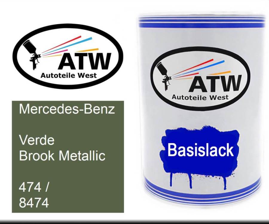 Mercedes-Benz, Verde Brook Metallic, 474 / 8474: 500ml Lackdose, von ATW Autoteile West.